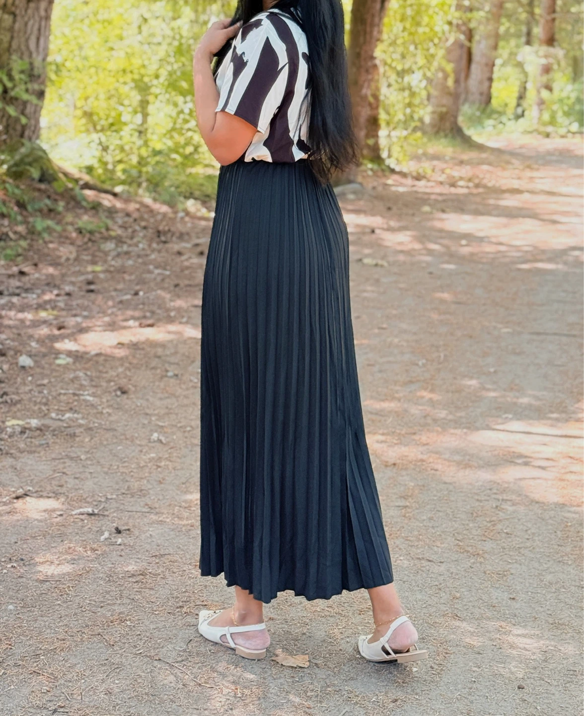 Women's Black and White Print Maxi Dress⚽️