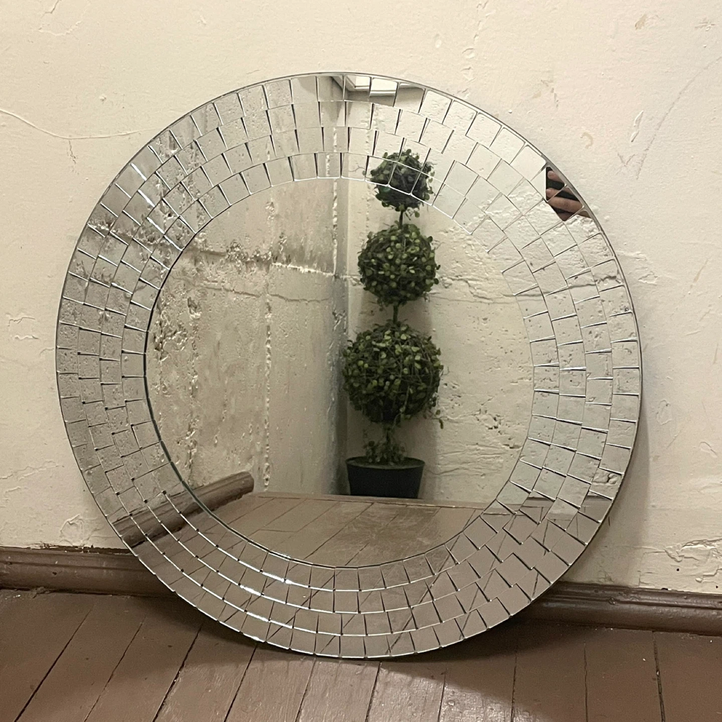 VTG IKEA Tranby Wall Mirror 19.75” Round W/ Mosaic Border, 1999