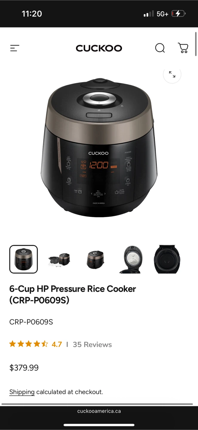 Cuckoo 6-Cup HP Pressure Rice Cooker (CRP-P0609S) - photo 4