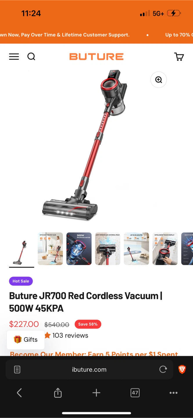 Buture JR700 Red Cordless Vacuum - photo 4