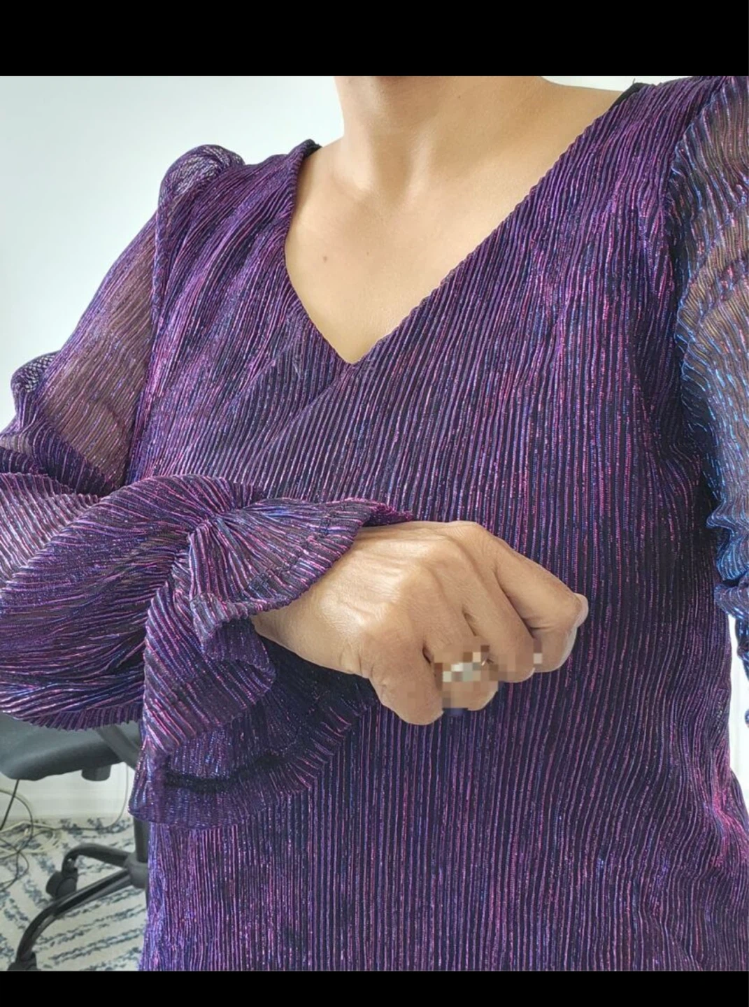 Purple Metallic Striped Long Sleeve Top⚽️