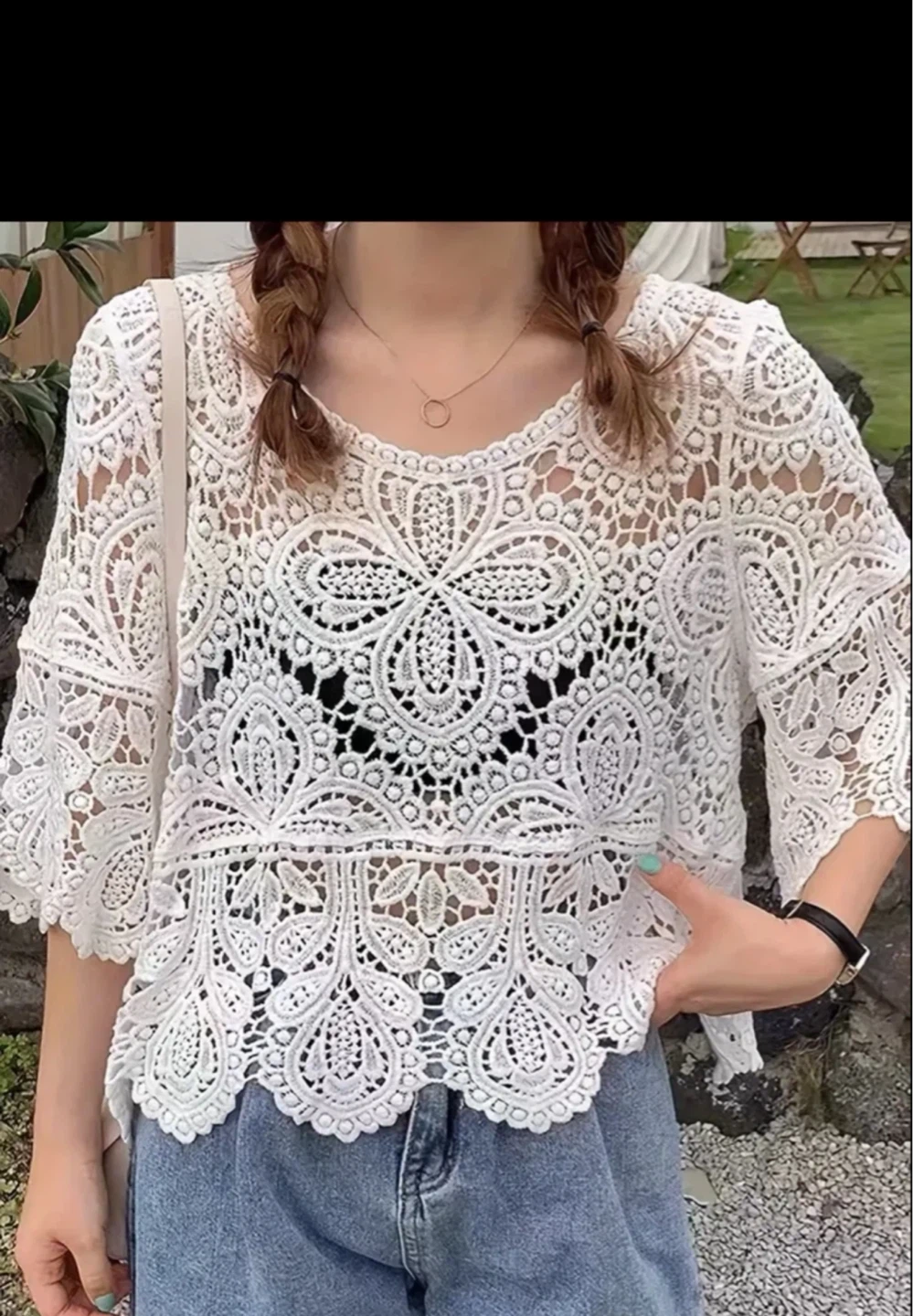 White Crochet Lace Top⚽️ - photo 2