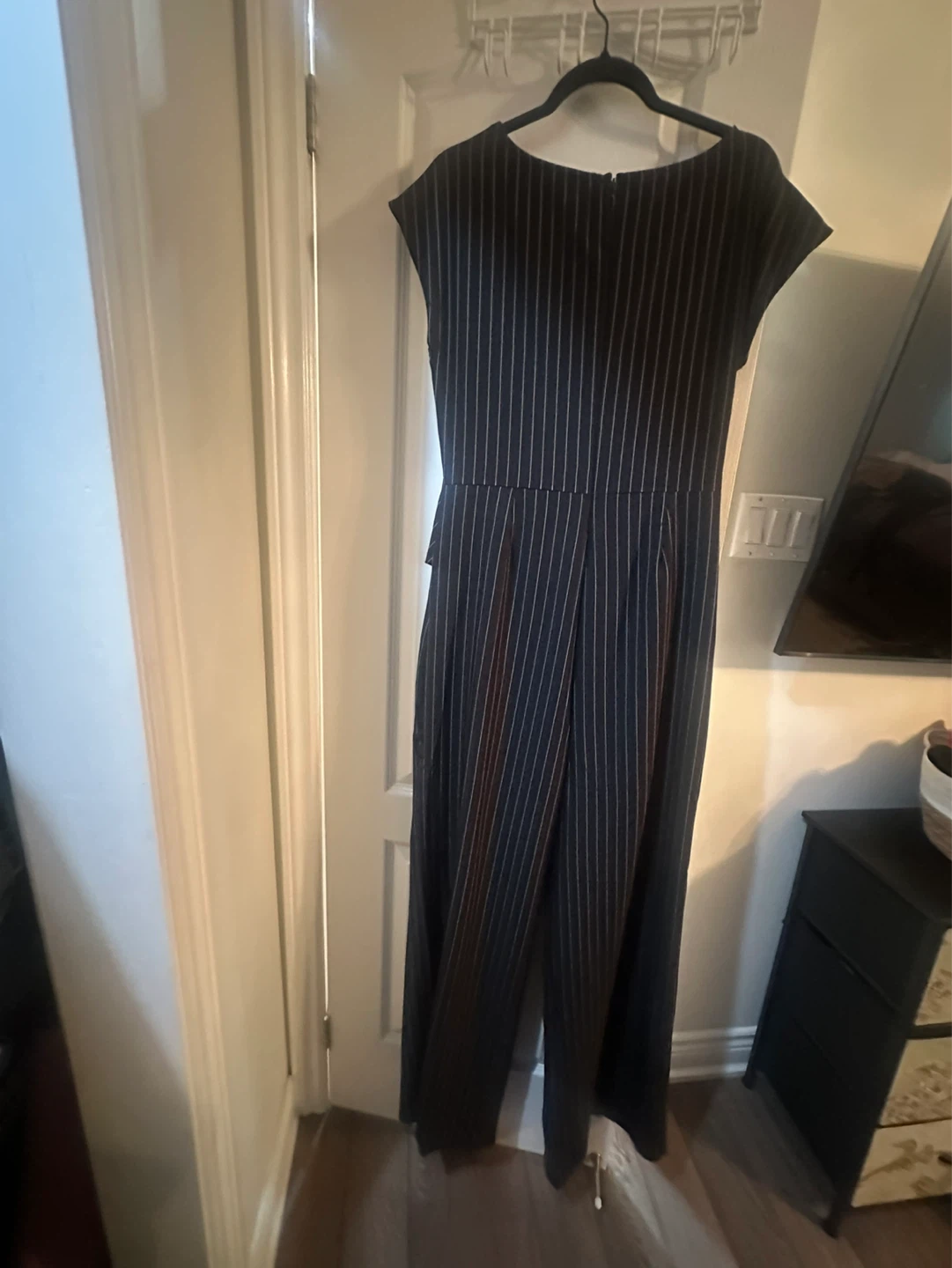 Fashion Nova Black Pinstripe Jumpsuit
