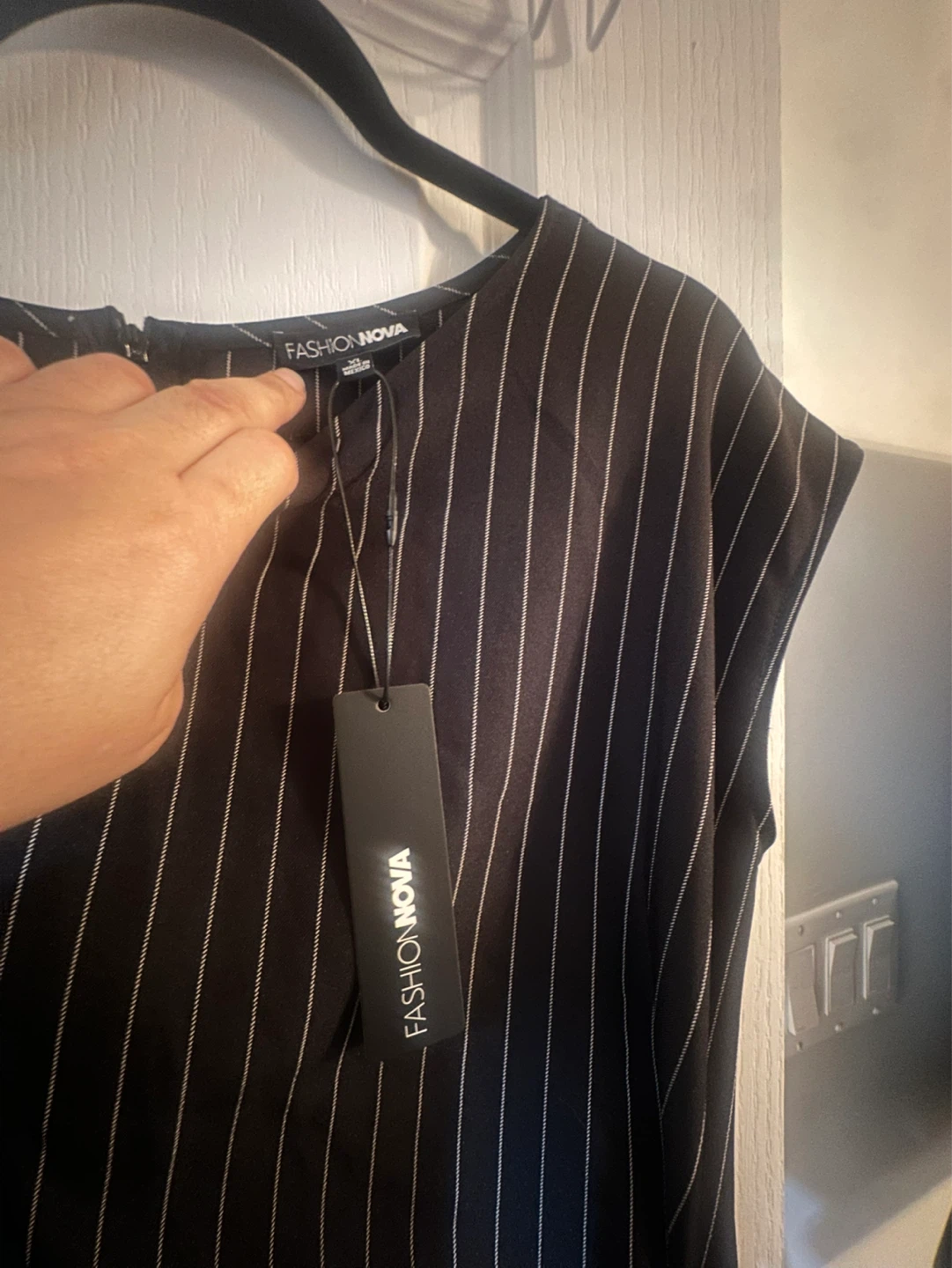 Fashion Nova Black Pinstripe Jumpsuit - photo 2