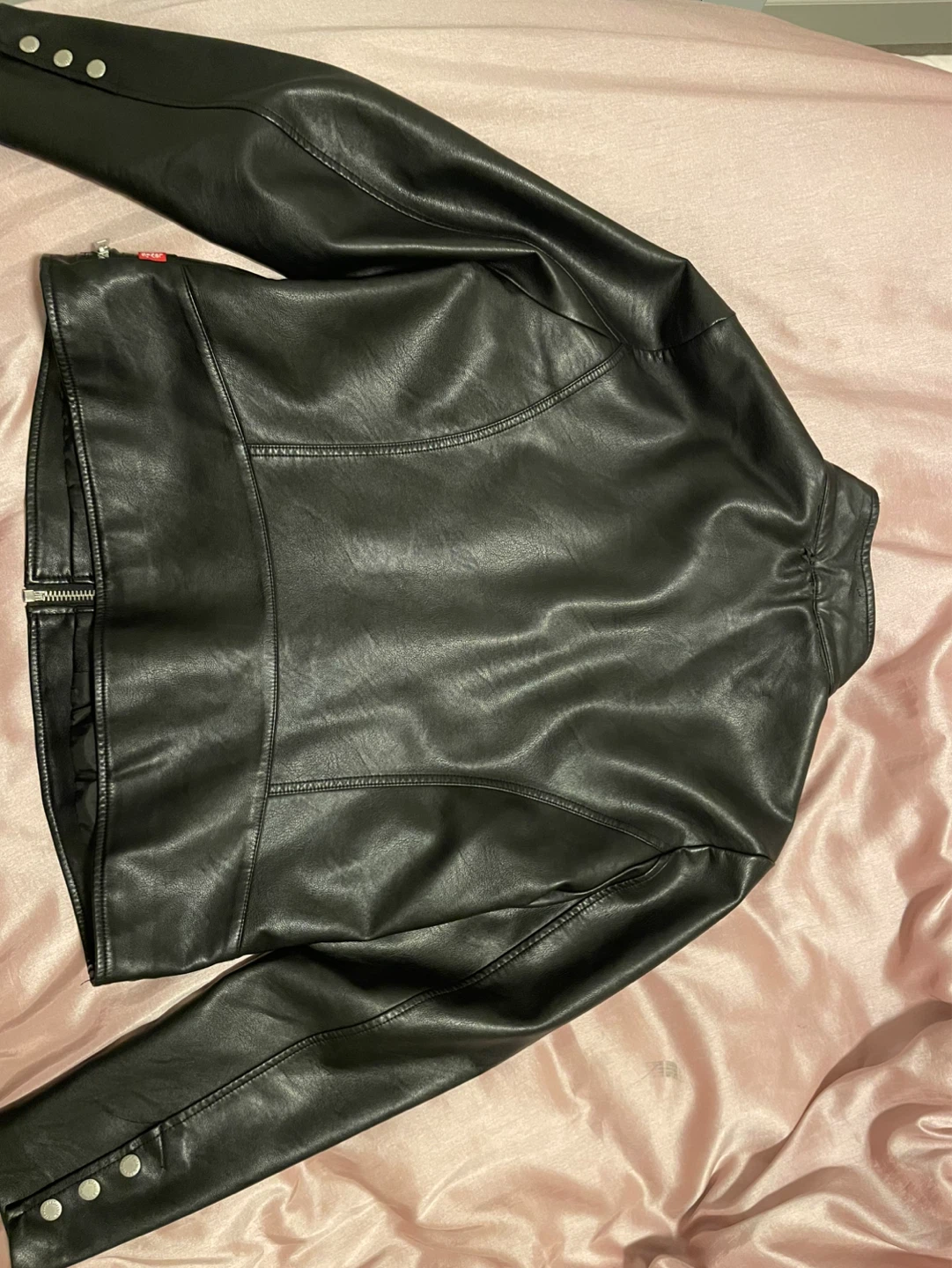 ⚽ Black Faux Leather Jacket - photo 2