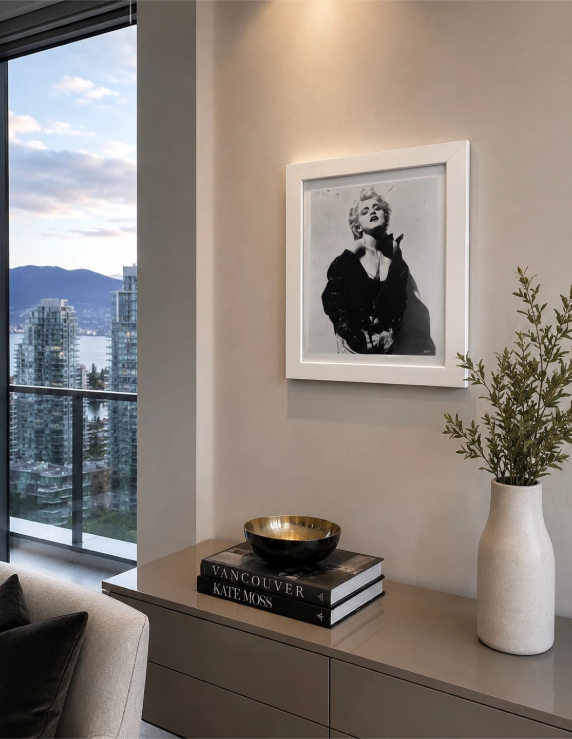 Madonna Black & White Framed Portrait Print 1980s Pop Icon