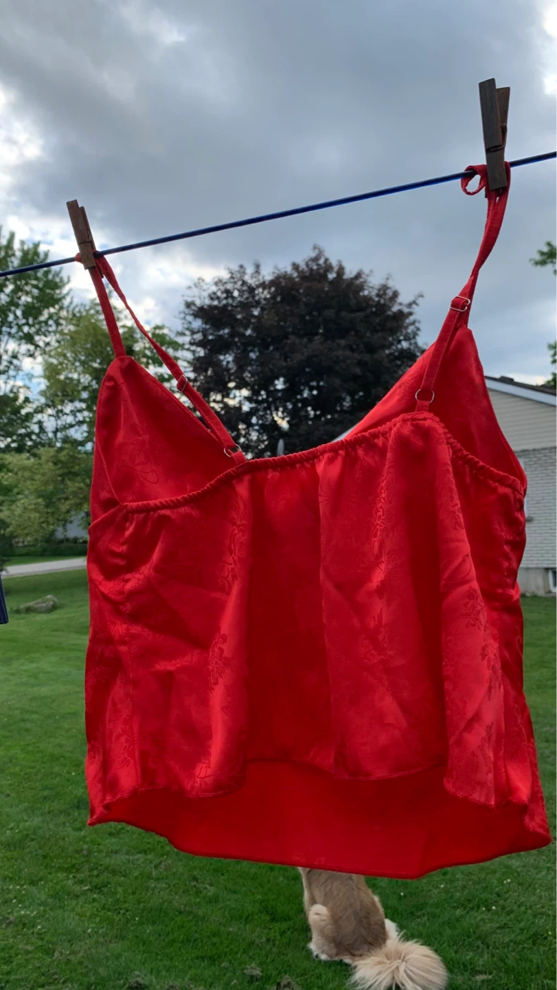 Red Brocade Cami Top - XS ⚽️ - photo 2