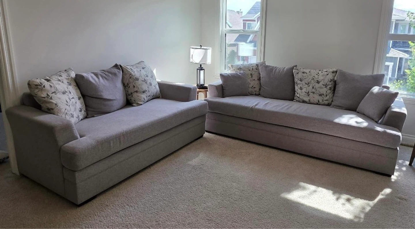 Grey Fabric Sofa and 2 Loveseat Set