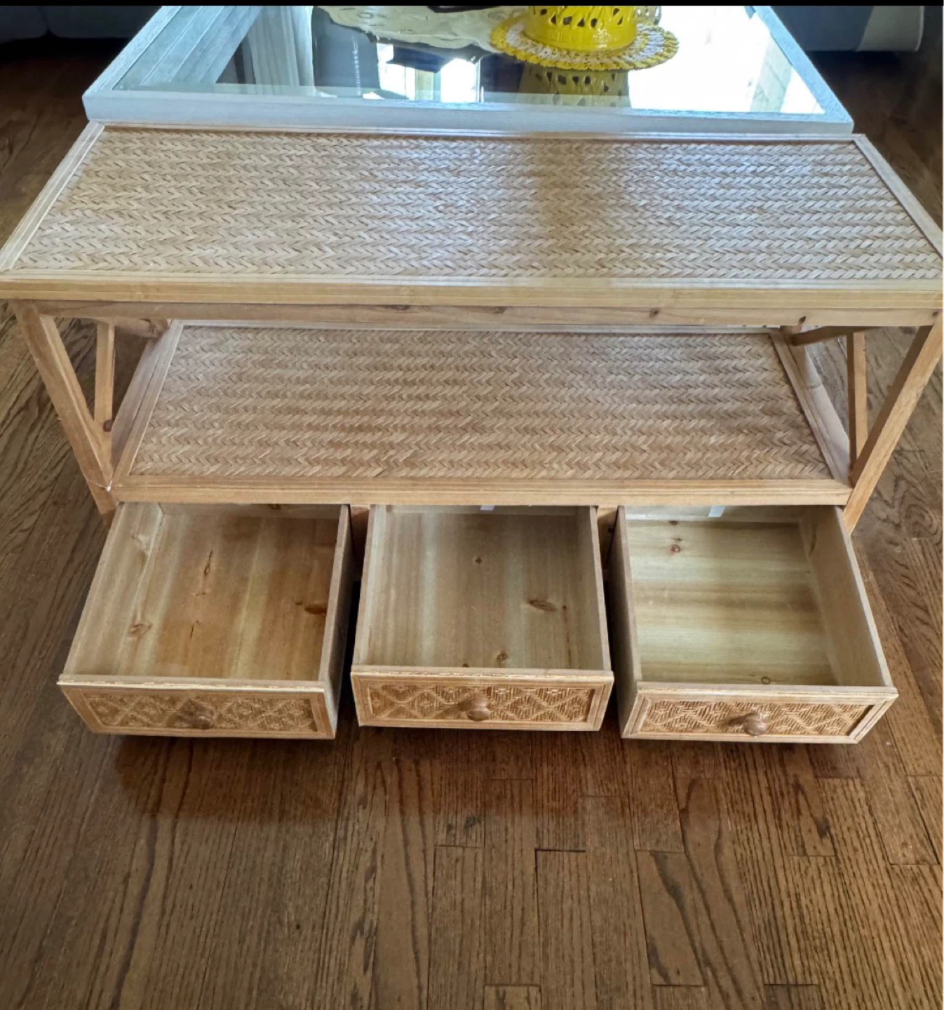 Woven Coffee Table with 3 Drawers - photo 3