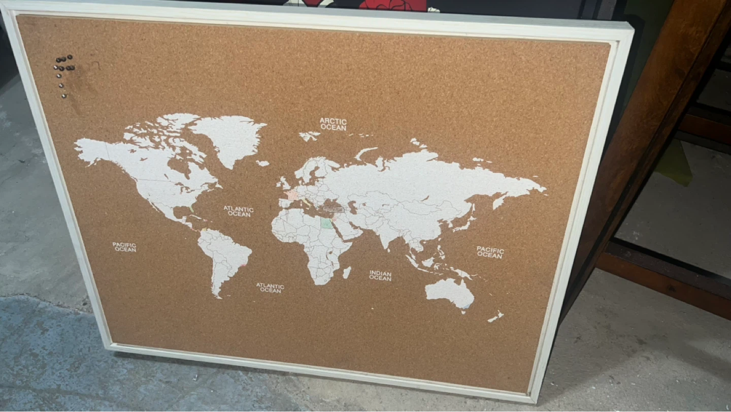 Cork World Map Bulletin Board