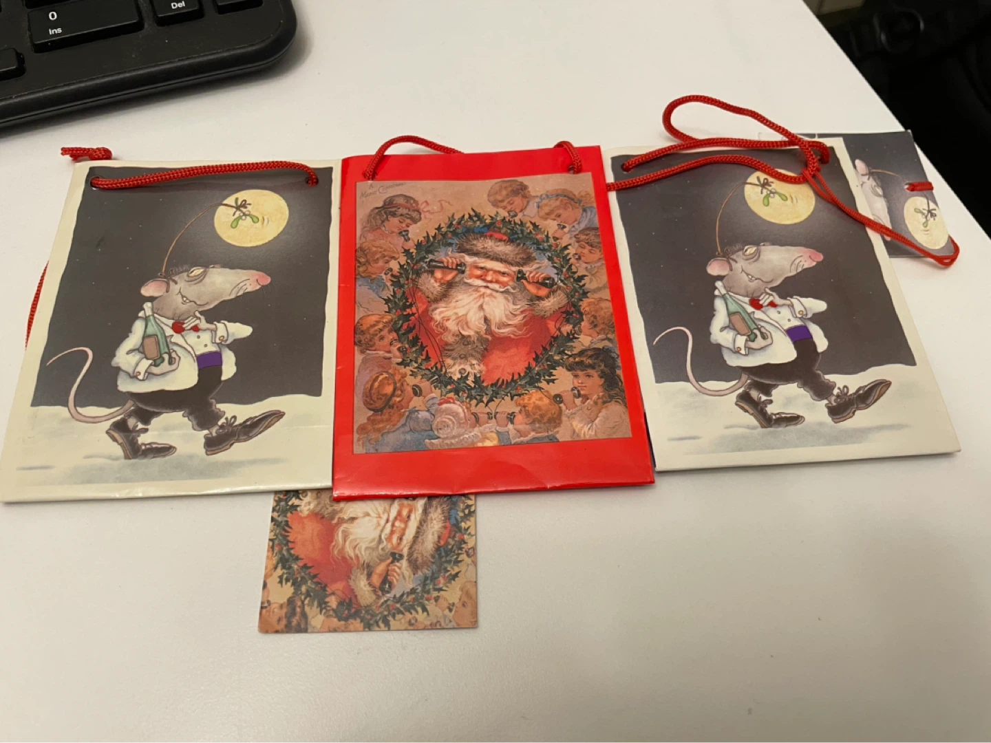 Christmas Santa and Mouse Illustration bags ⚽