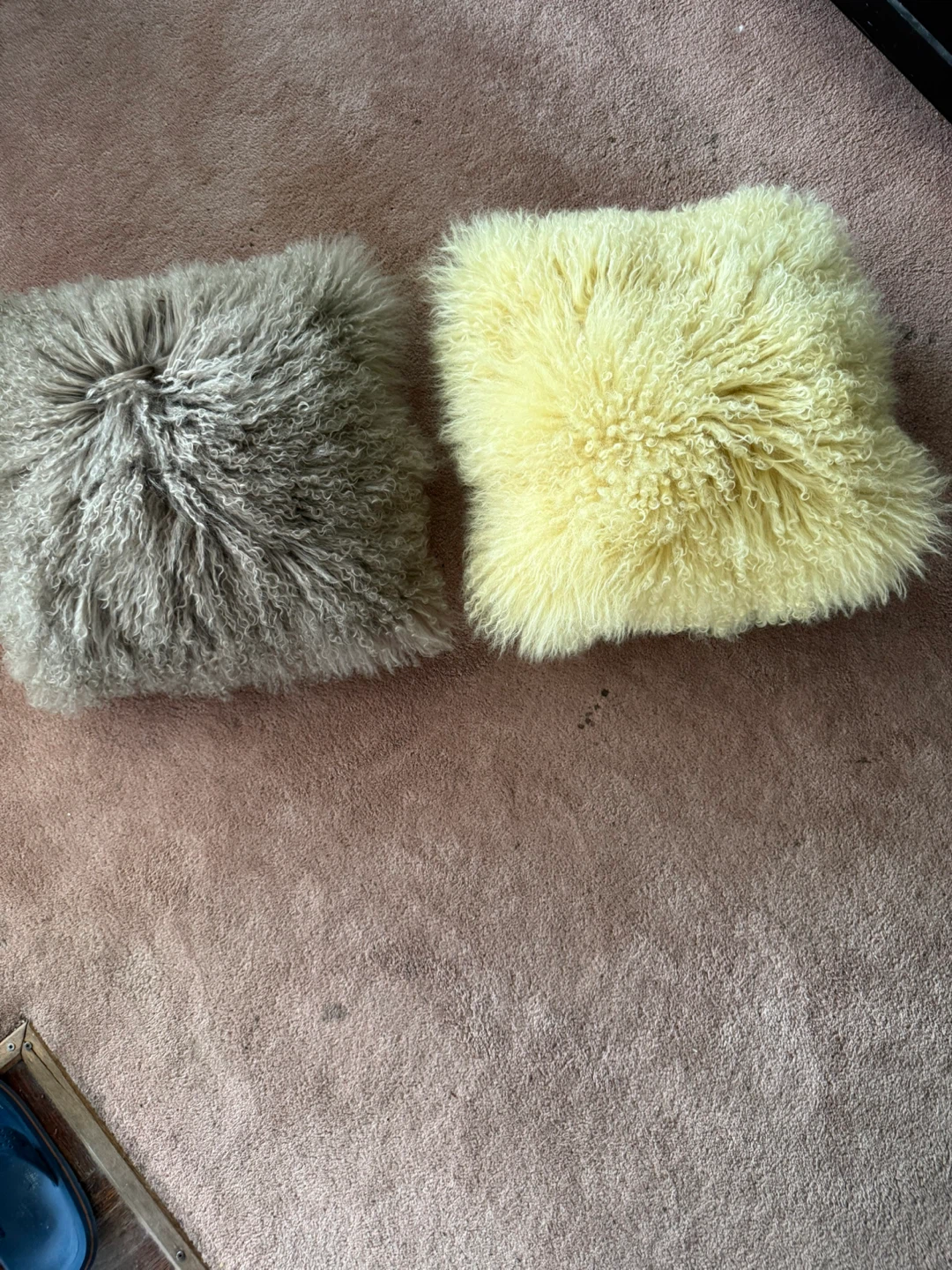 Mongolian Lamb Fur Throw Pillow Covers (Set of 2)