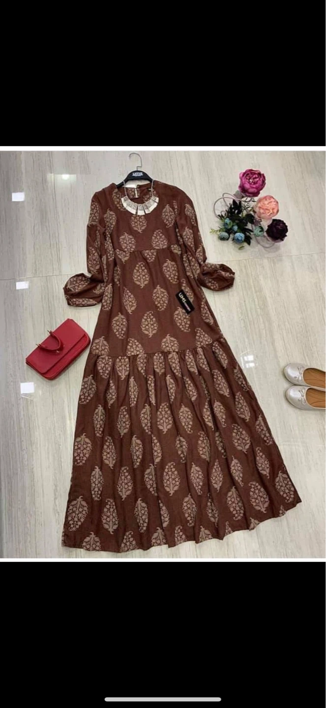 Brown Patterned maxi dress