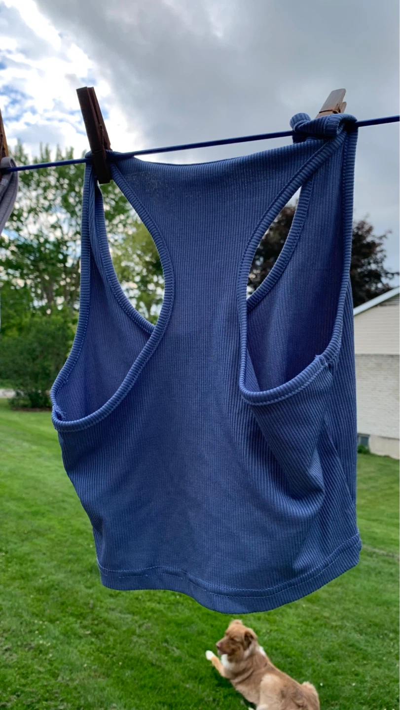 Ribbed Racerback Tank Top - Blue - Size XS ⚽️ - photo 2