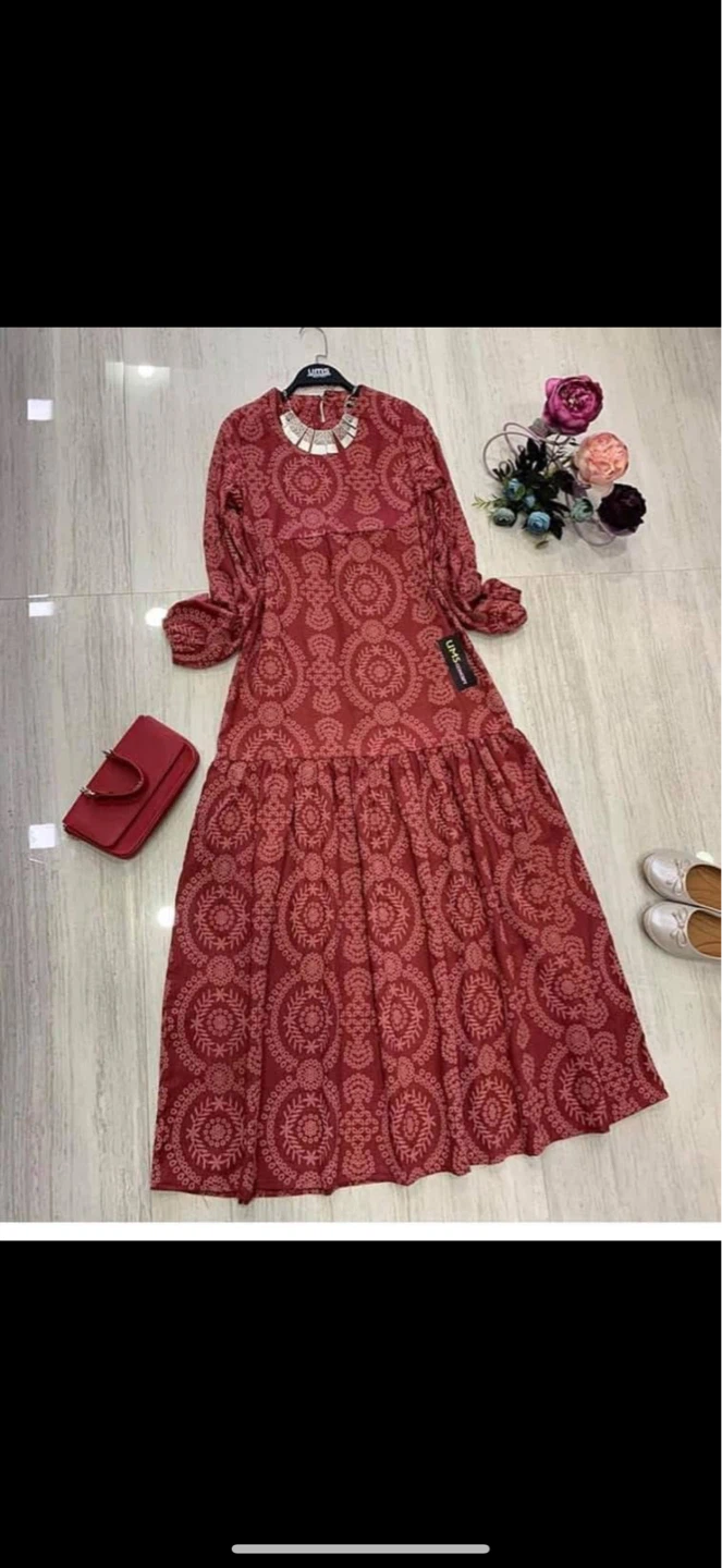 Maroon Patterned Maxi Dress