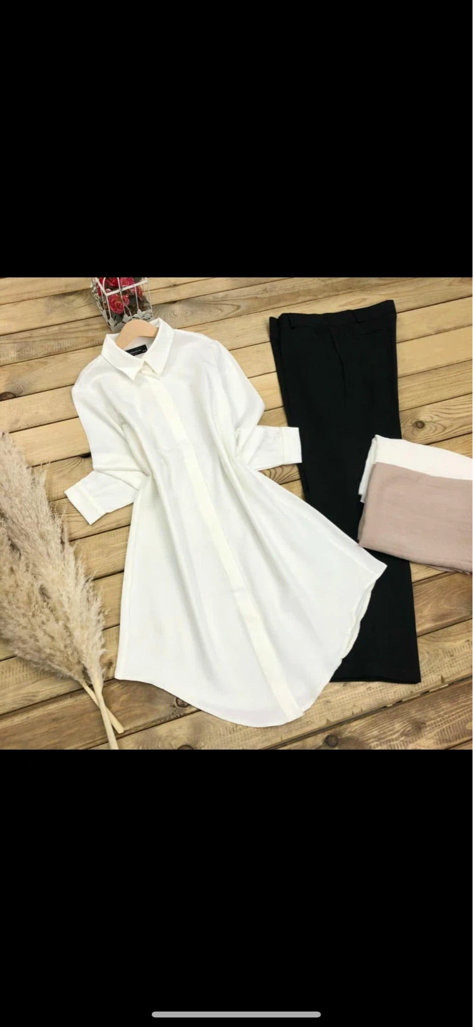 White button down modest long shirt