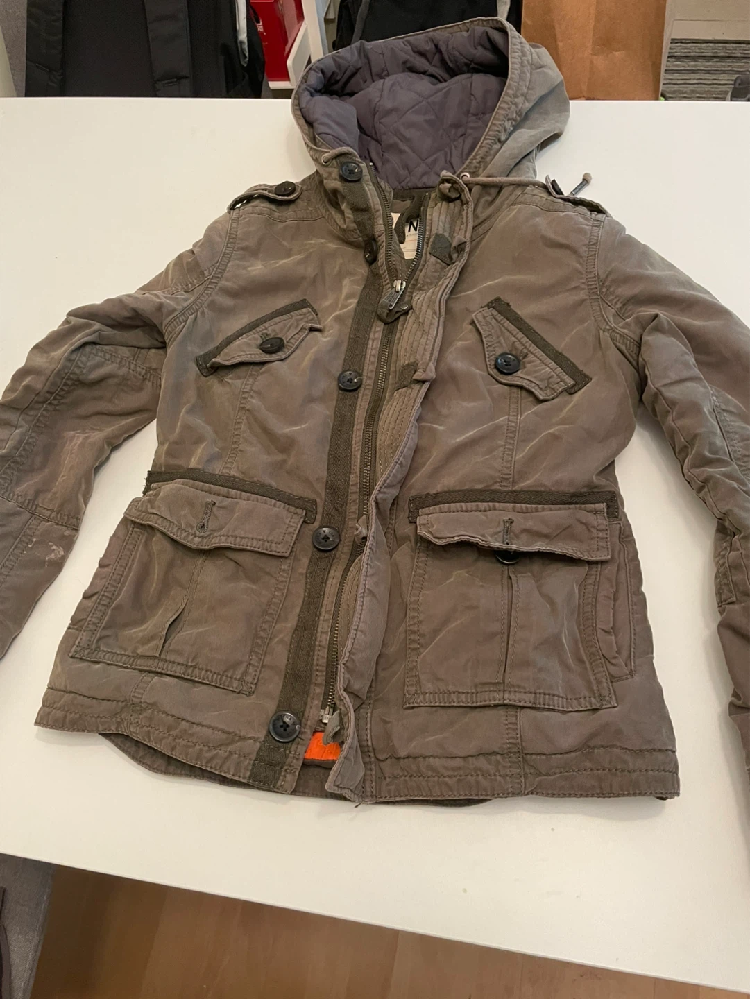 TNA vintage Khaki Utility Jacket with Hood ⚽