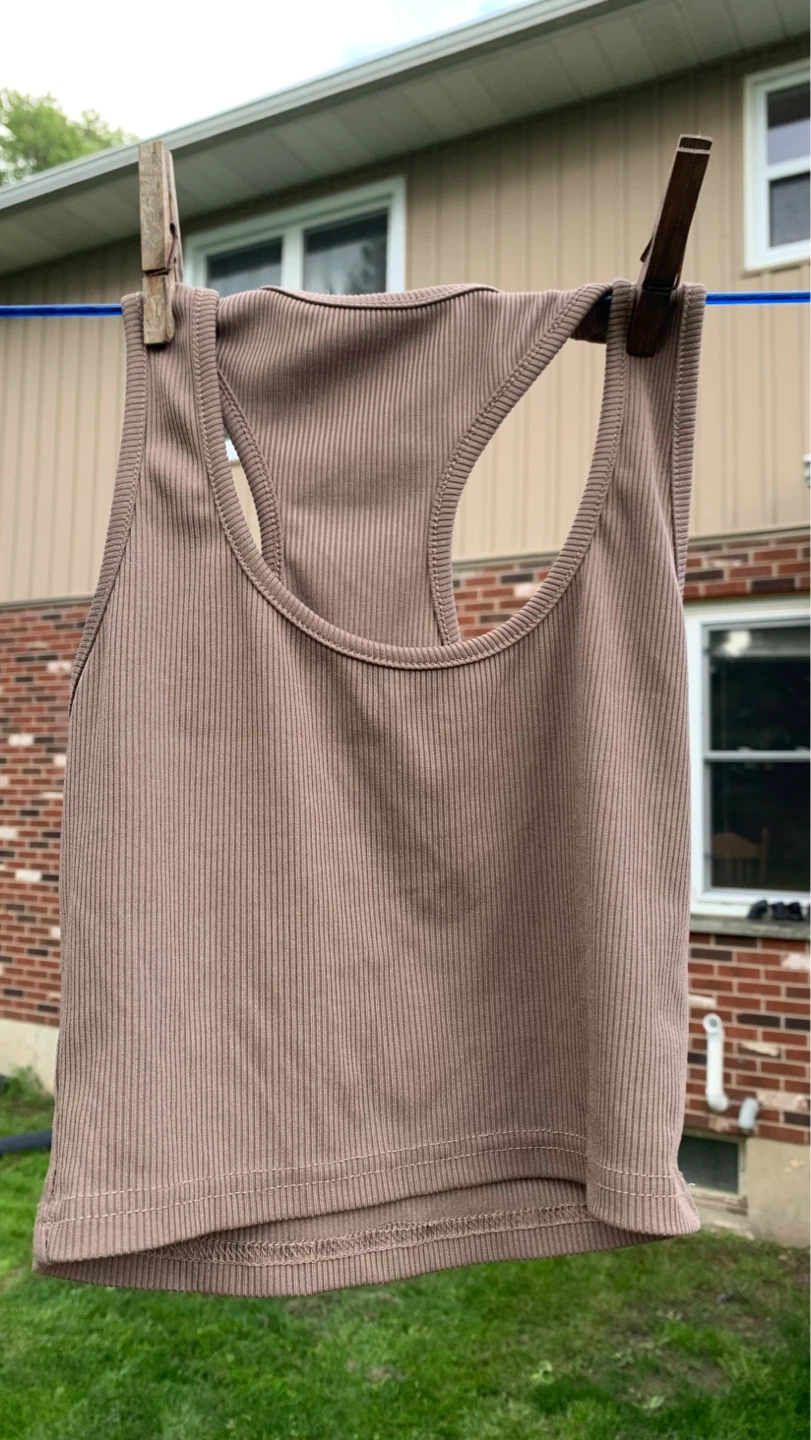 Light Brown / Tan Ribbed Racerback Tank Top - XS ⚽️