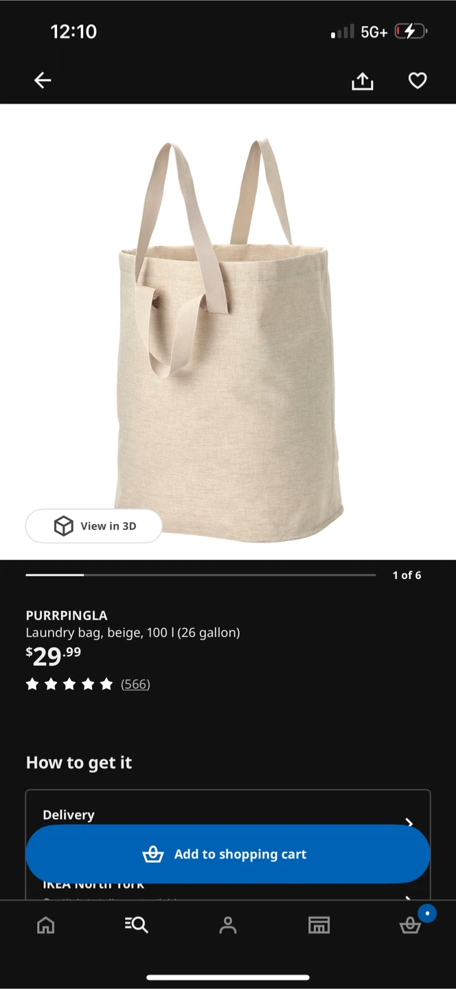 IKEA PURRPINGLA Laundry Bag - Beige, 100L - photo 4