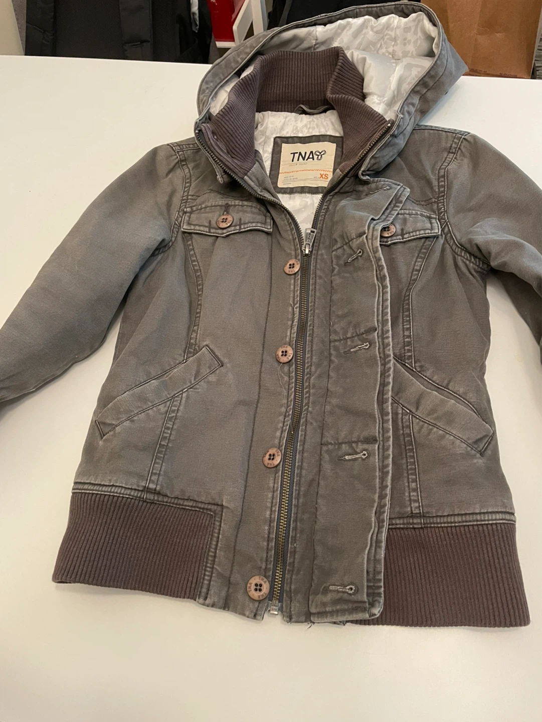 TNA vintage Grey Hooded Utility Jacket ⚽