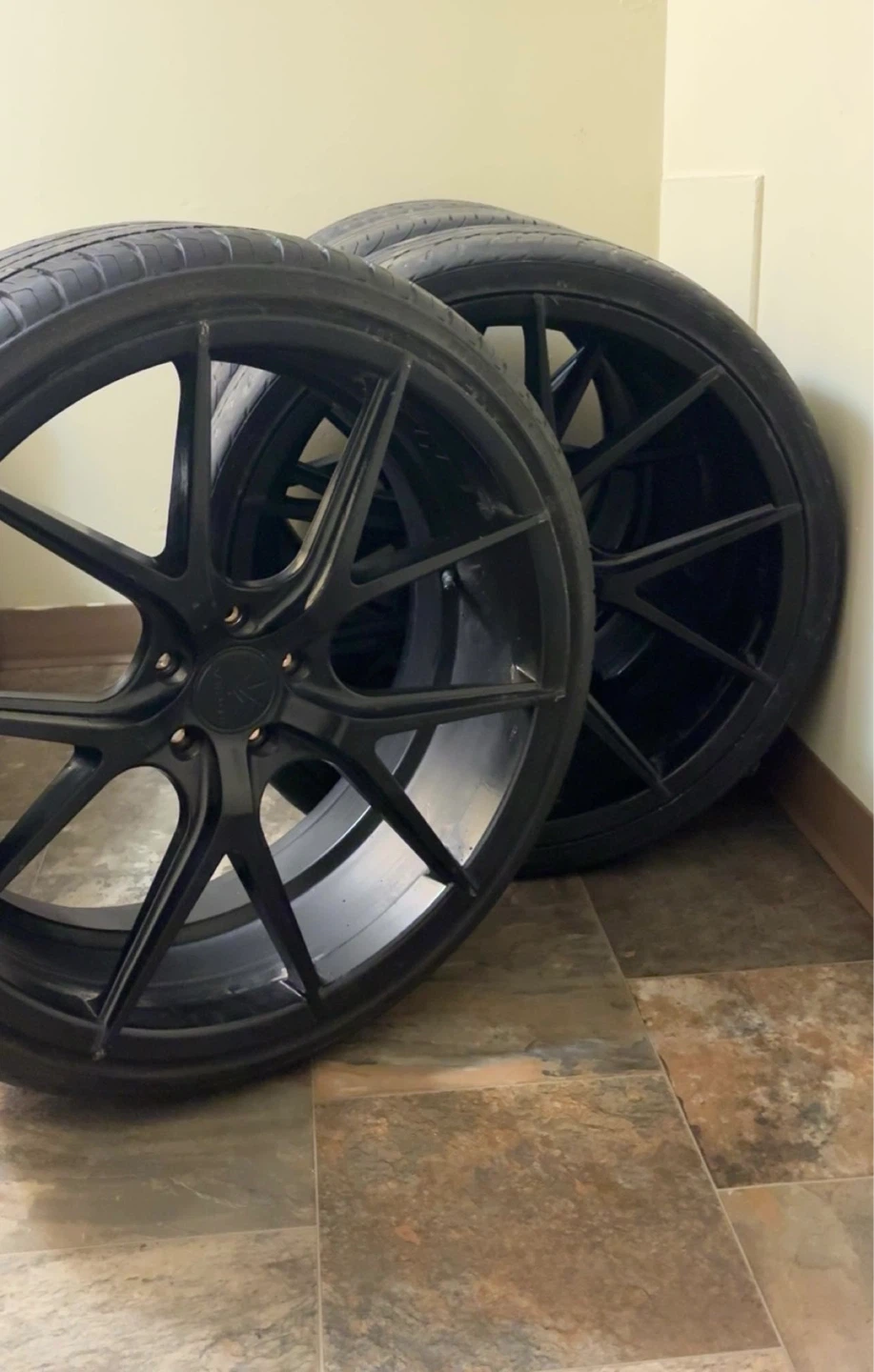 Set of 4 Black Aftermarket Wheels and Tires - photo 3