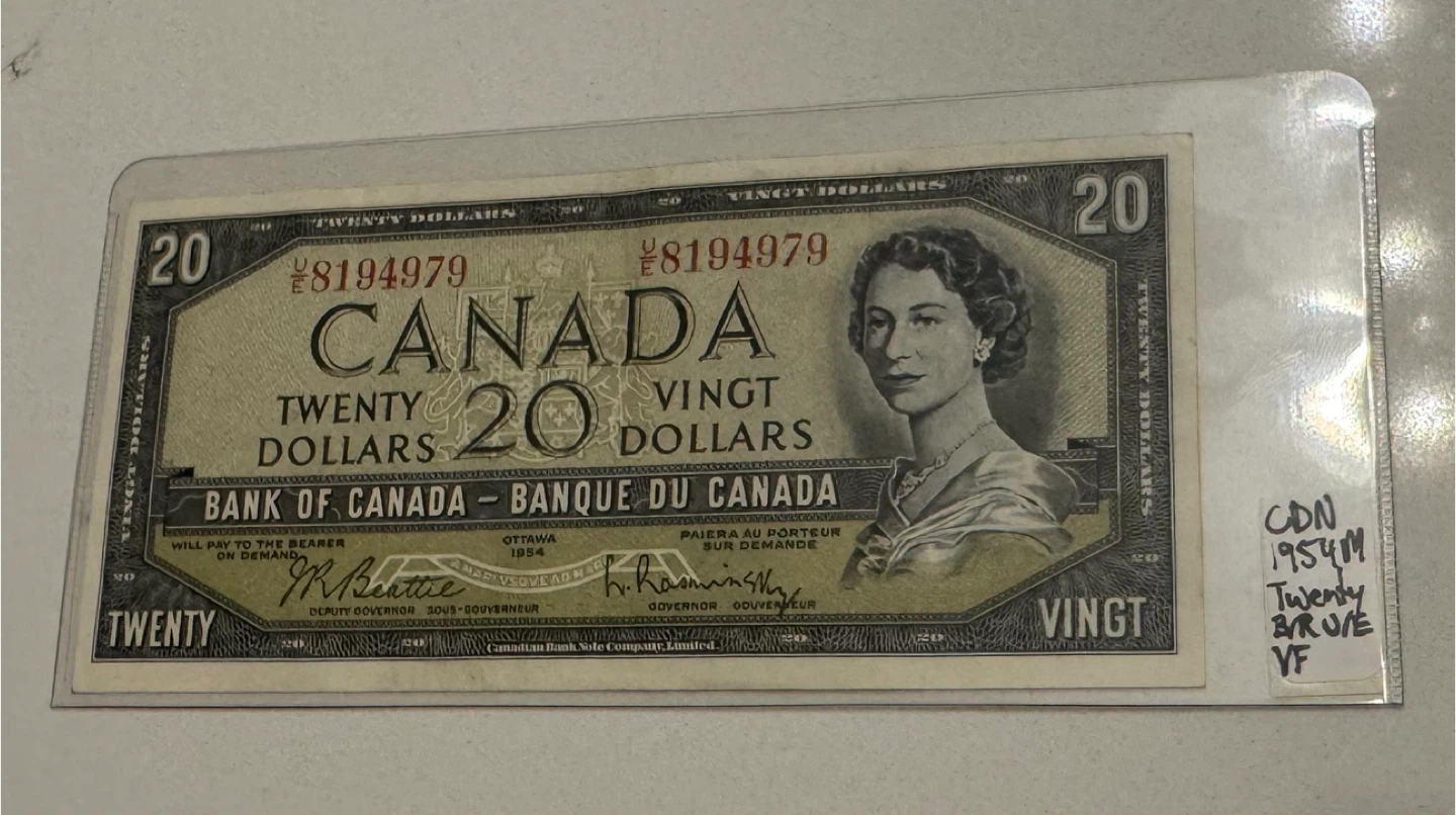 Collectible 1954 Canadian $20 Banknote