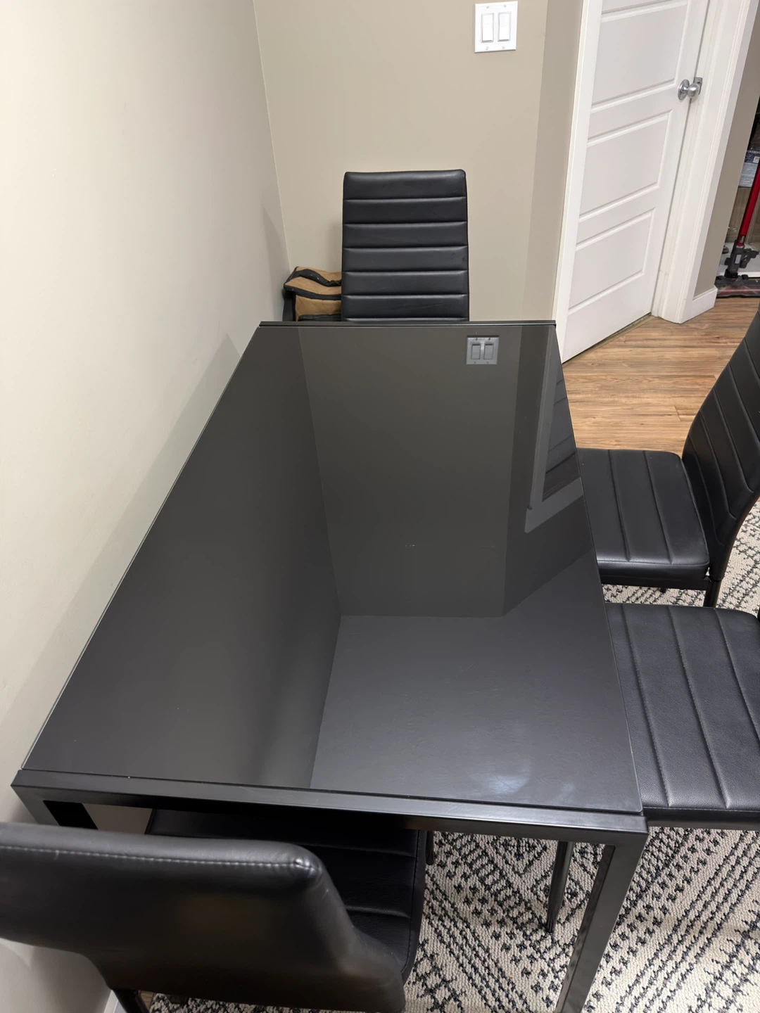 Black Dining Table with Glass Top