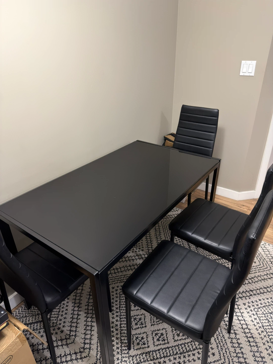 Black Dining Table with Glass Top - photo 2