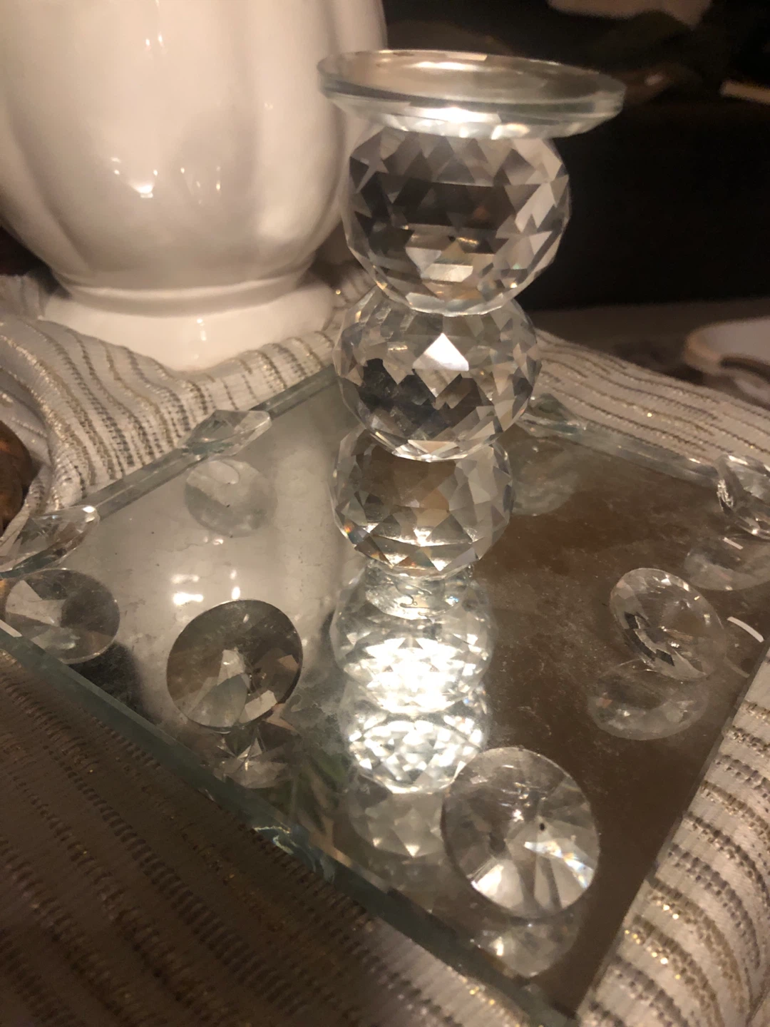 ⚽️ Crystal Pillar Candle Holder with Mirror Base - photo 2