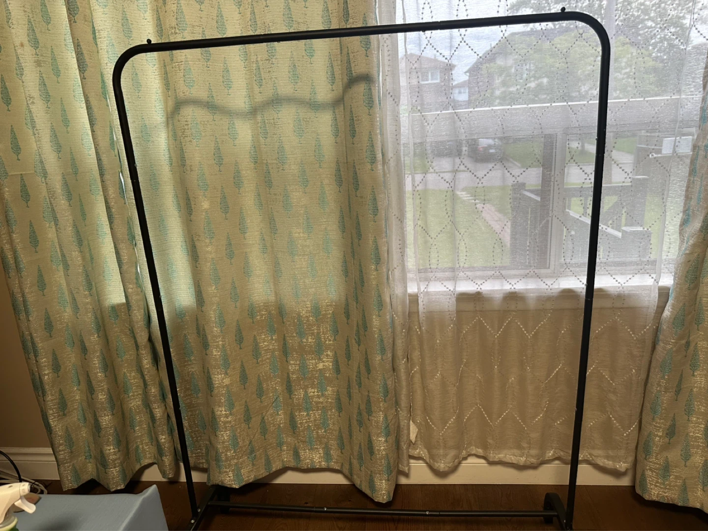 Black metal garment rack