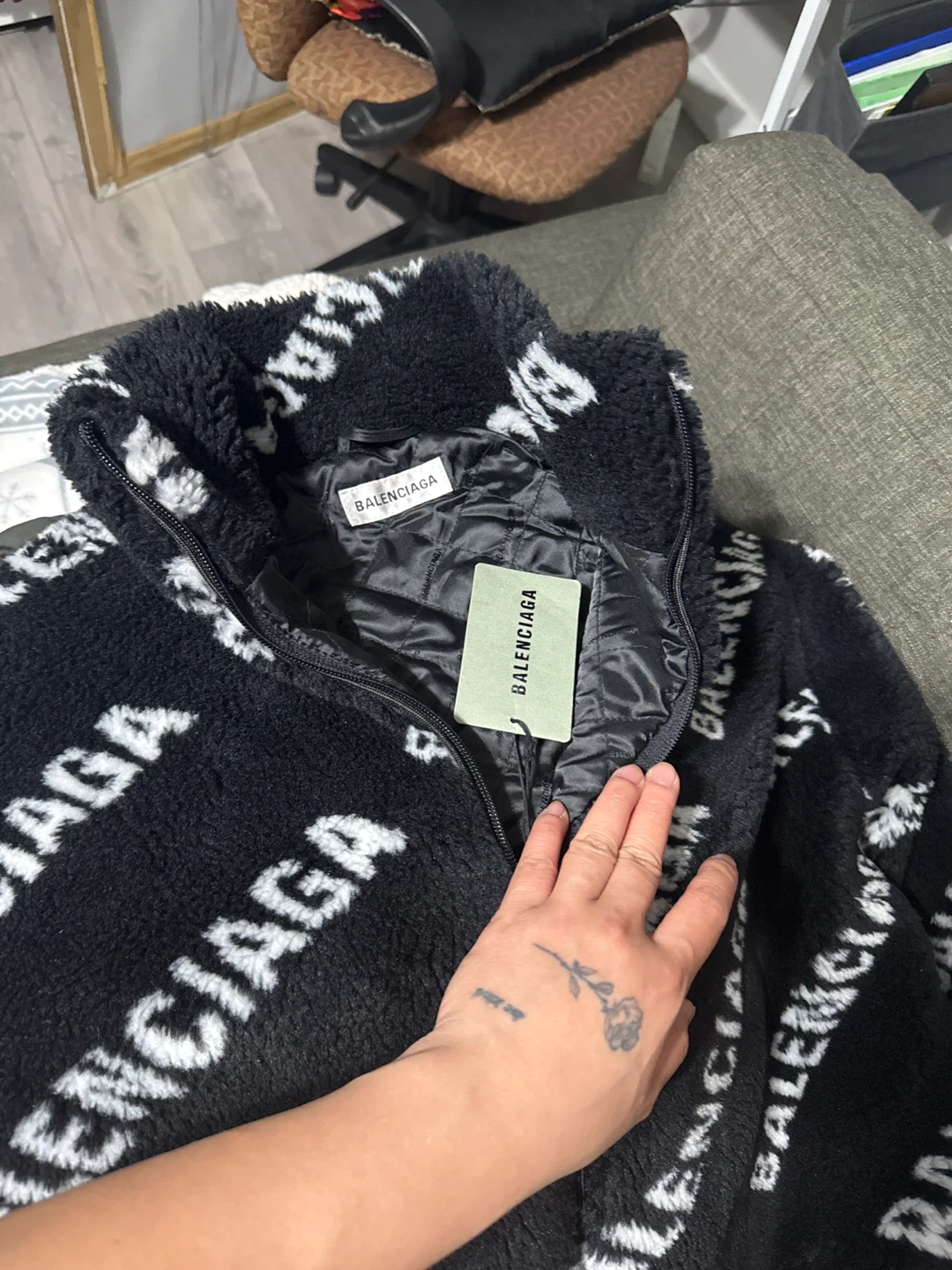 Balenciaga All-Over Logo Fleece Jacket - photo 2