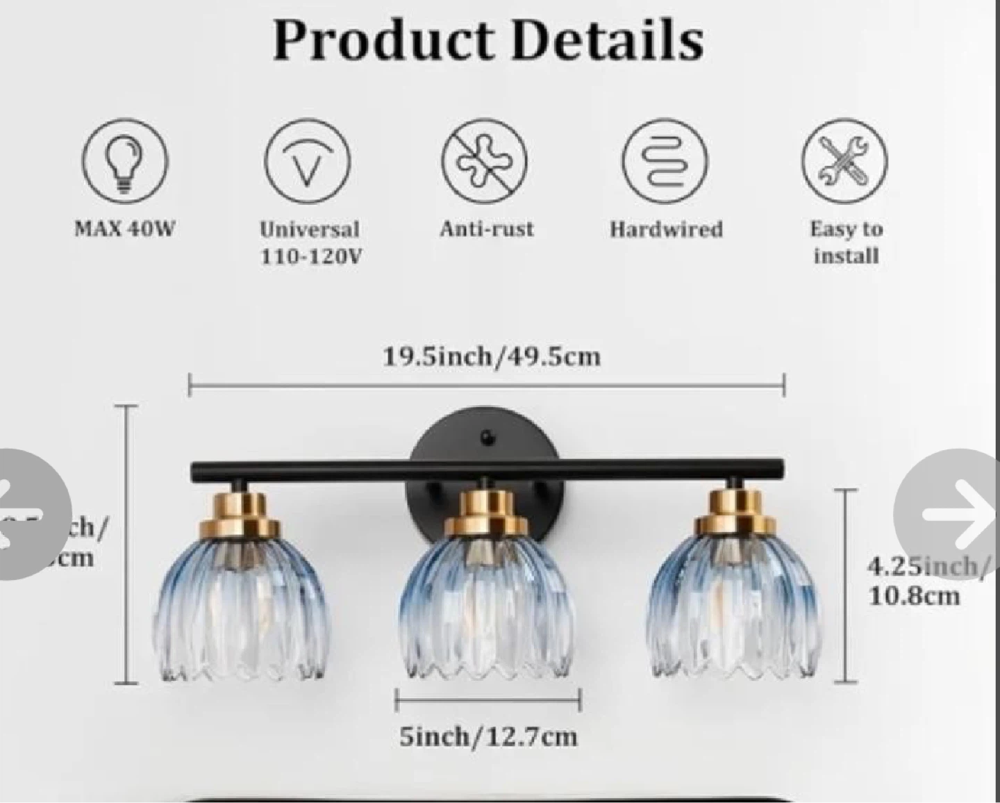 3-Light Vanity Light Fixture - photo 2