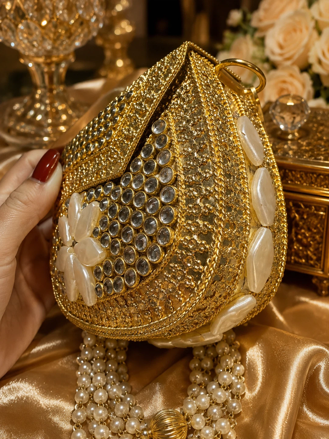 Heavy Kundan clutch with mop - photo 2