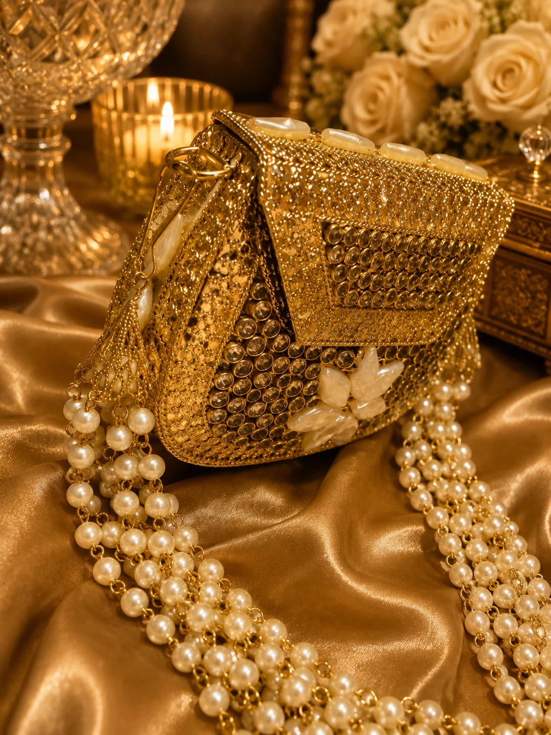 Heavy Kundan clutch with mop - photo 4