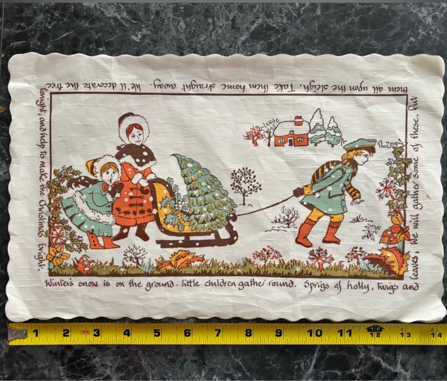 ⚽️vintage Christmas Paper Table-set  Mars & Coasters - photo 5