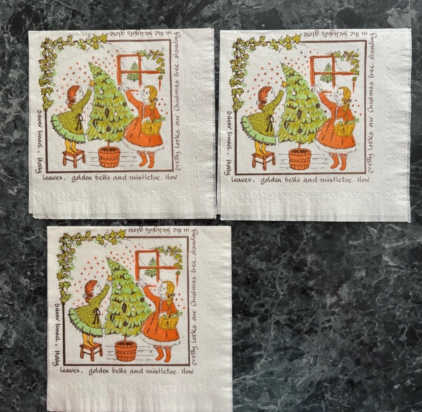 ⚽️vintage Christmas Paper Table-set  Mars & Coasters - photo 3