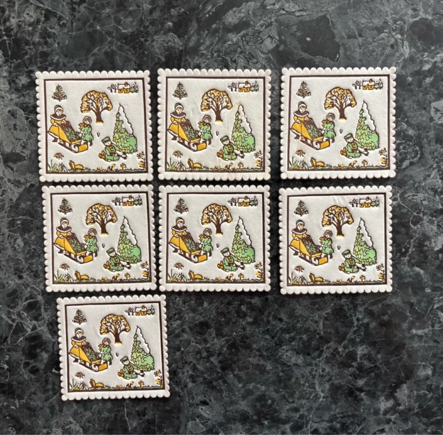 ⚽️vintage Christmas Paper Table-set  Mars & Coasters - photo 2