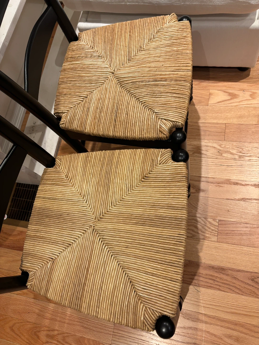 Set of 2 Black Chairs with Woven Rush Seats - photo 3