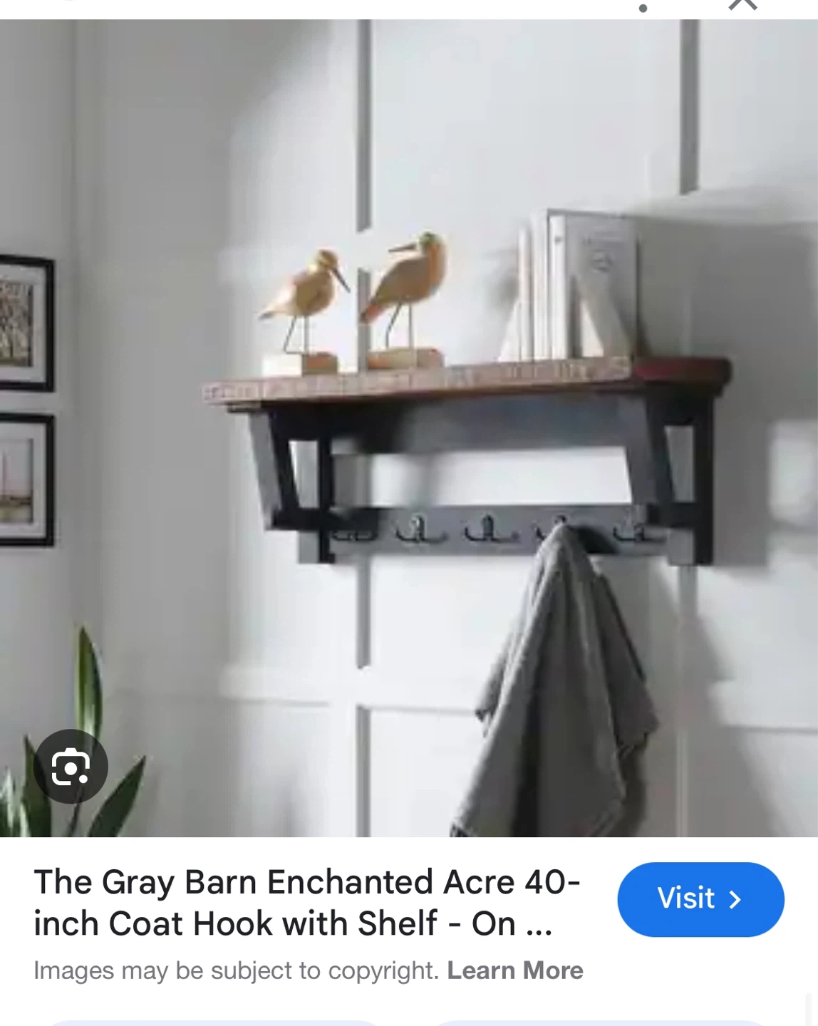 Gray Barn Enchanted Acre 40-inch Coat Hook with Shelf