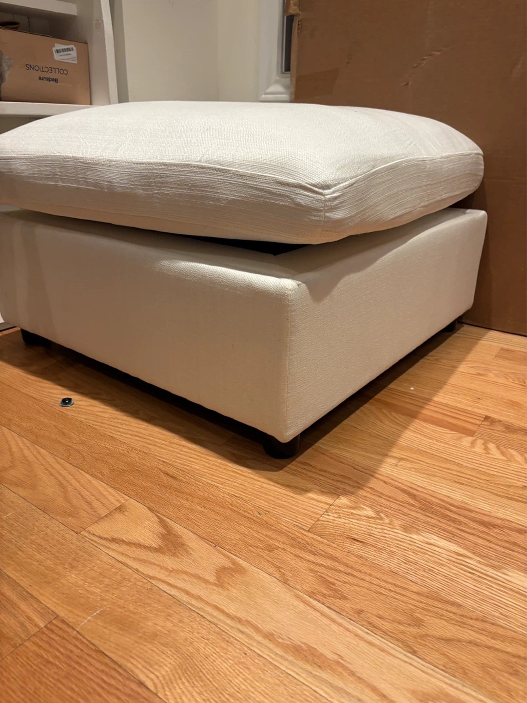 White Fabric Storage Ottoman - photo 5