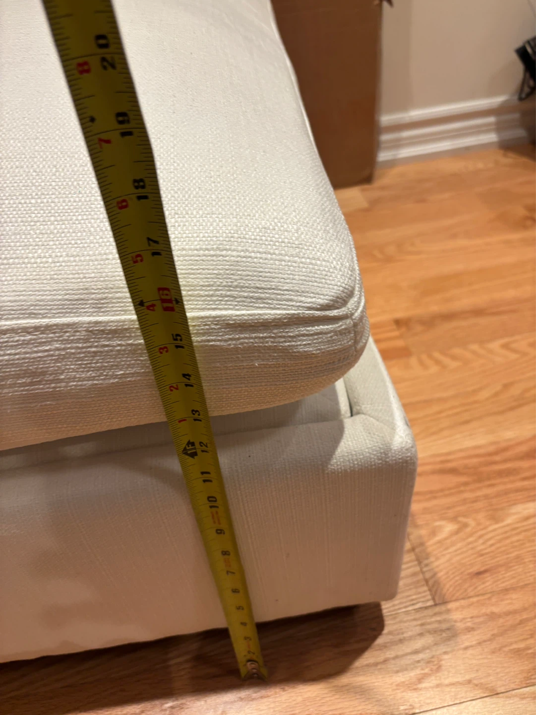 White Fabric Storage Ottoman - photo 3