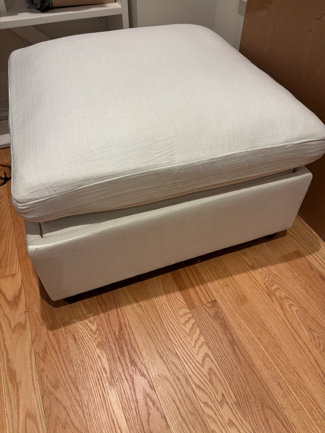 White Fabric Storage Ottoman - photo 2