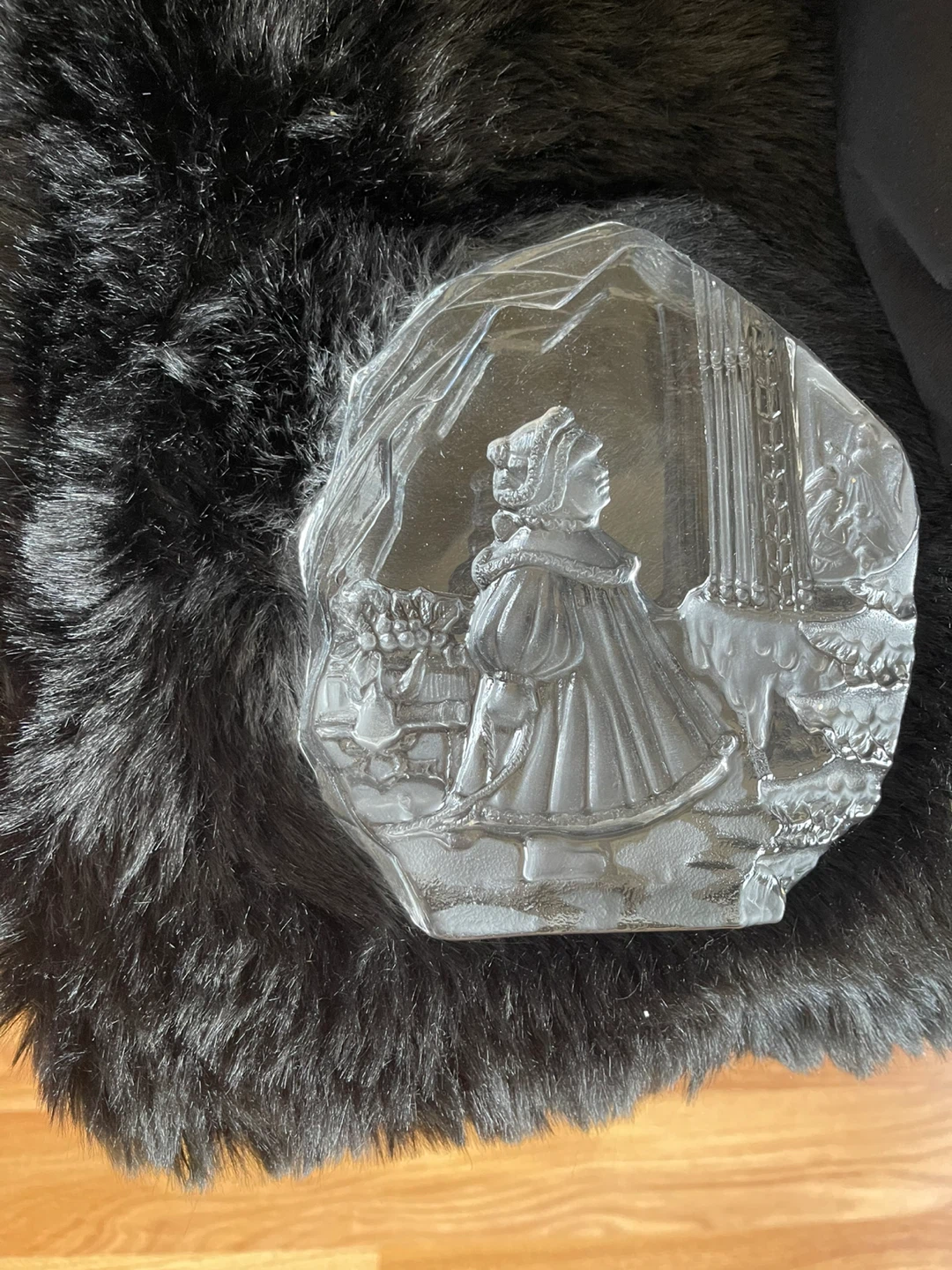Decorative Glass Plaque with Victorian Scene