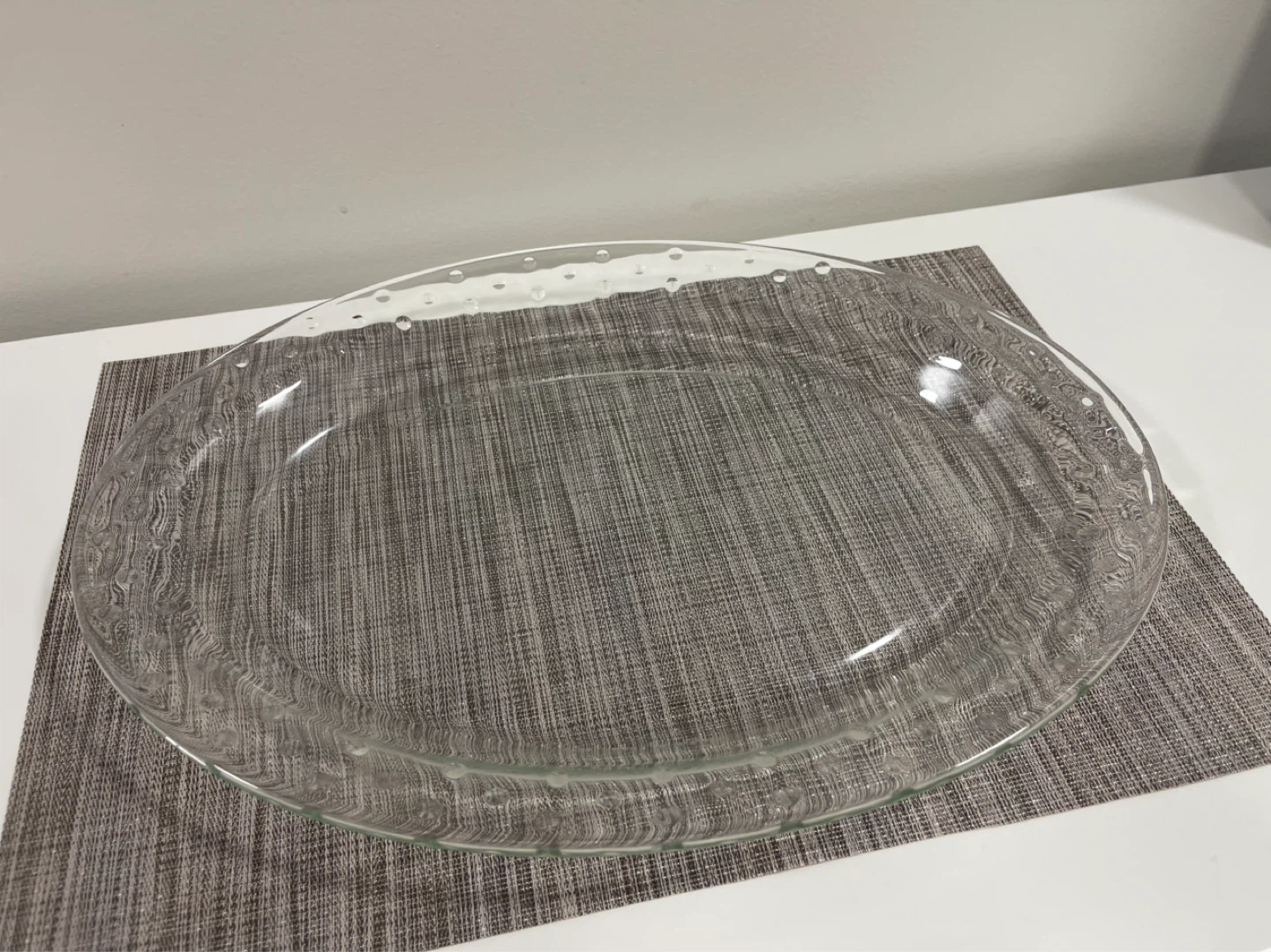 Clear Glass Oval Platter with Raised Dot Rim - photo 2