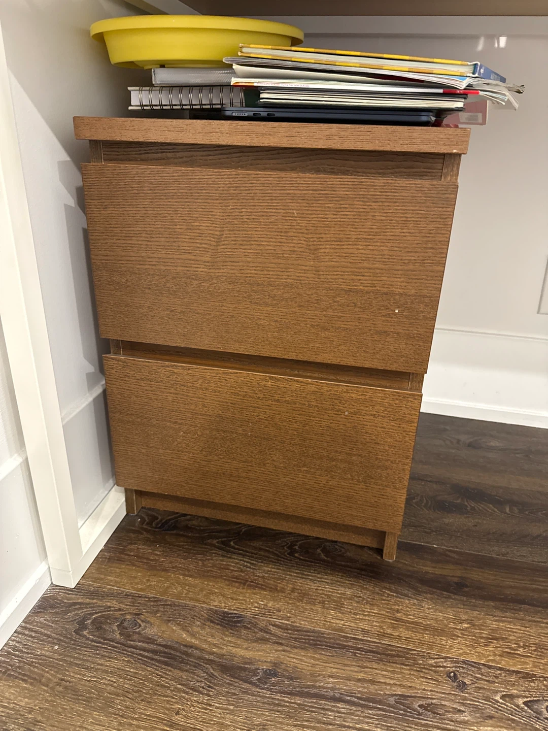 Brown Wooden Two-Drawer Cabinet