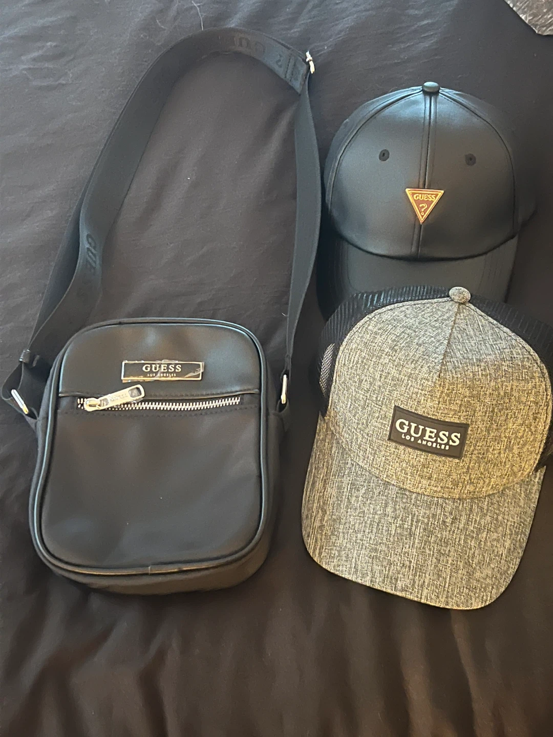 Guess Crossbody Bag and Two Hats