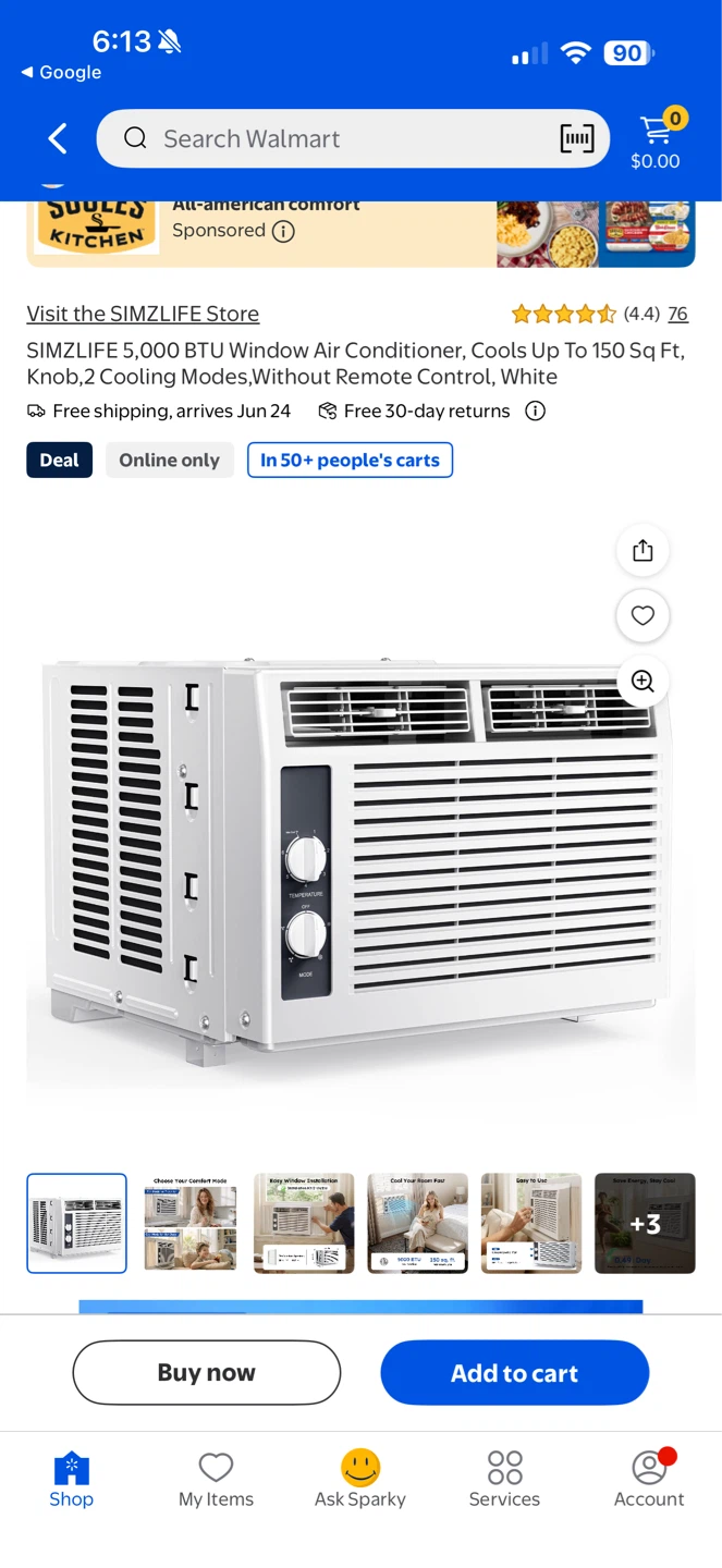 SIMZLIFE 5,000 BTU Window Air Conditioner