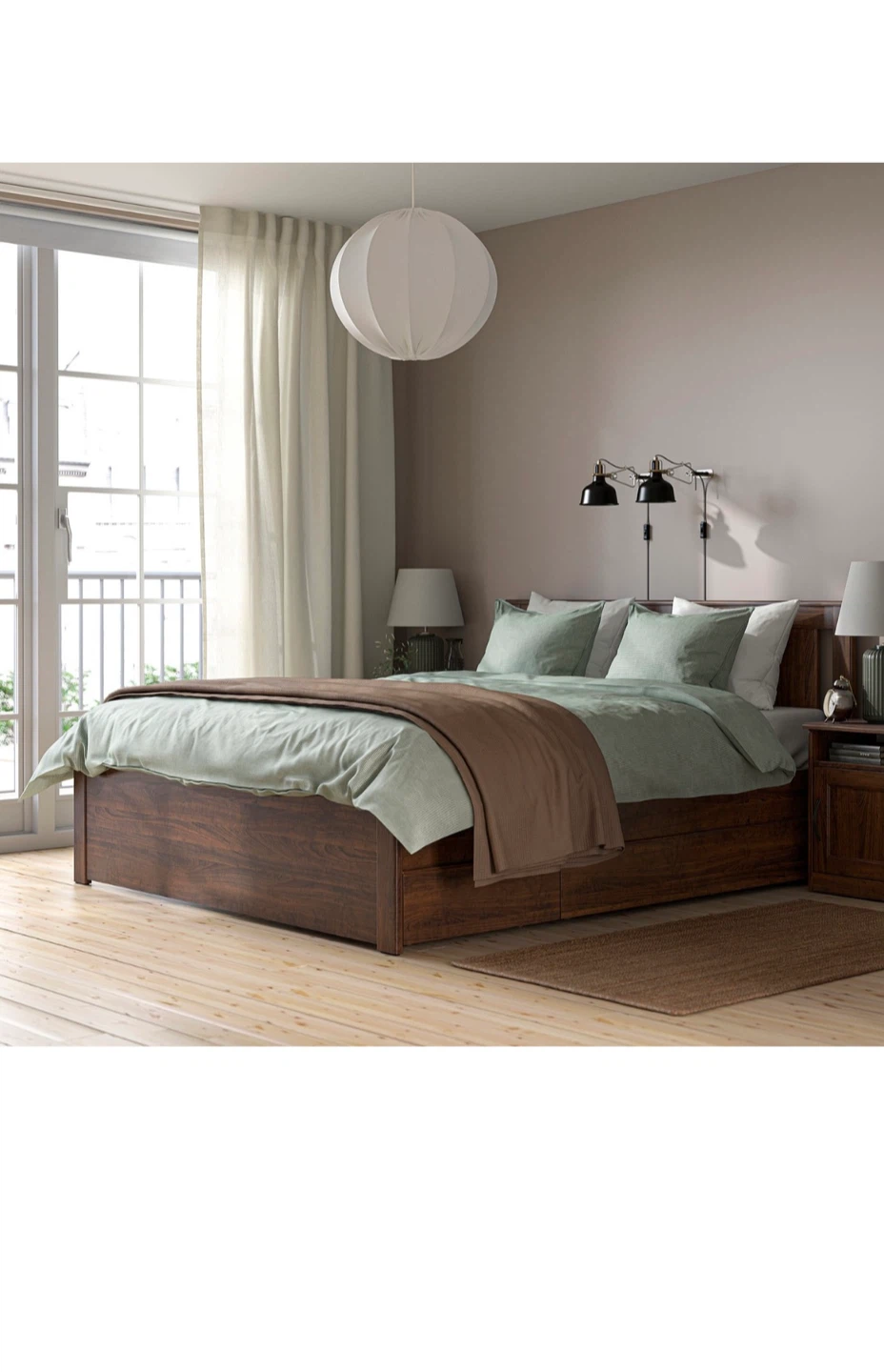 Wooden Bed Frame with Storage Drawers