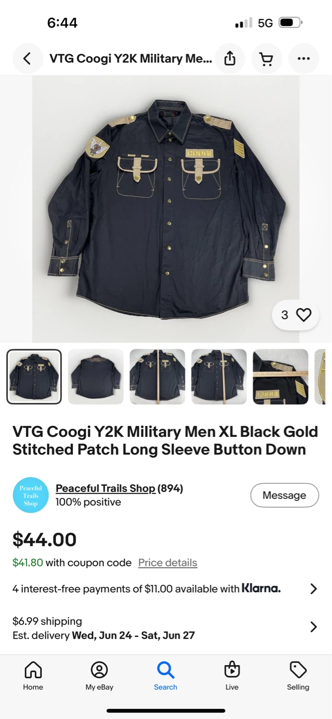 Coogi Military Style Button Down Shirt XXLarge - photo 2