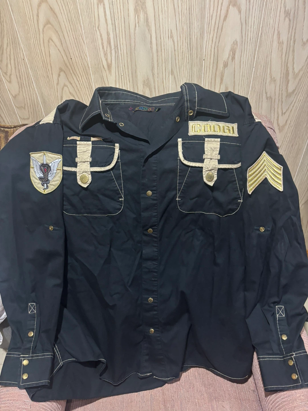 Coogi Military Style Button Down Shirt XXLarge